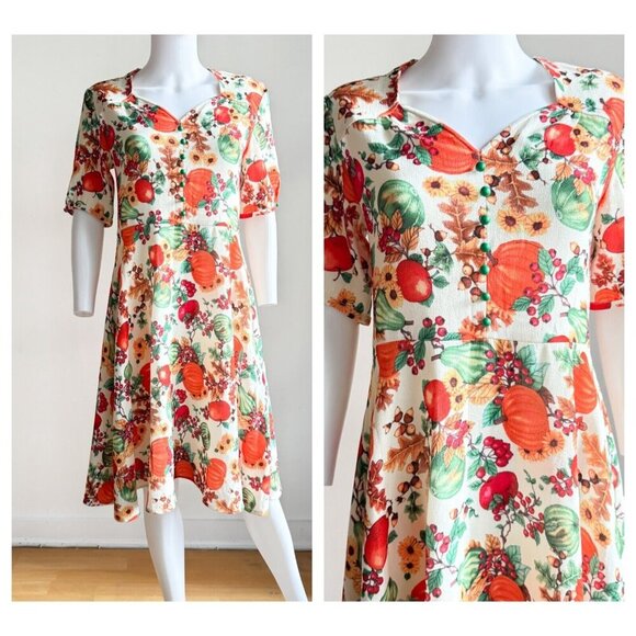 Hell Bunny Dresses & Skirts - Hell Bunny Vixen Pumpkin Harvest Print Midi Dress M